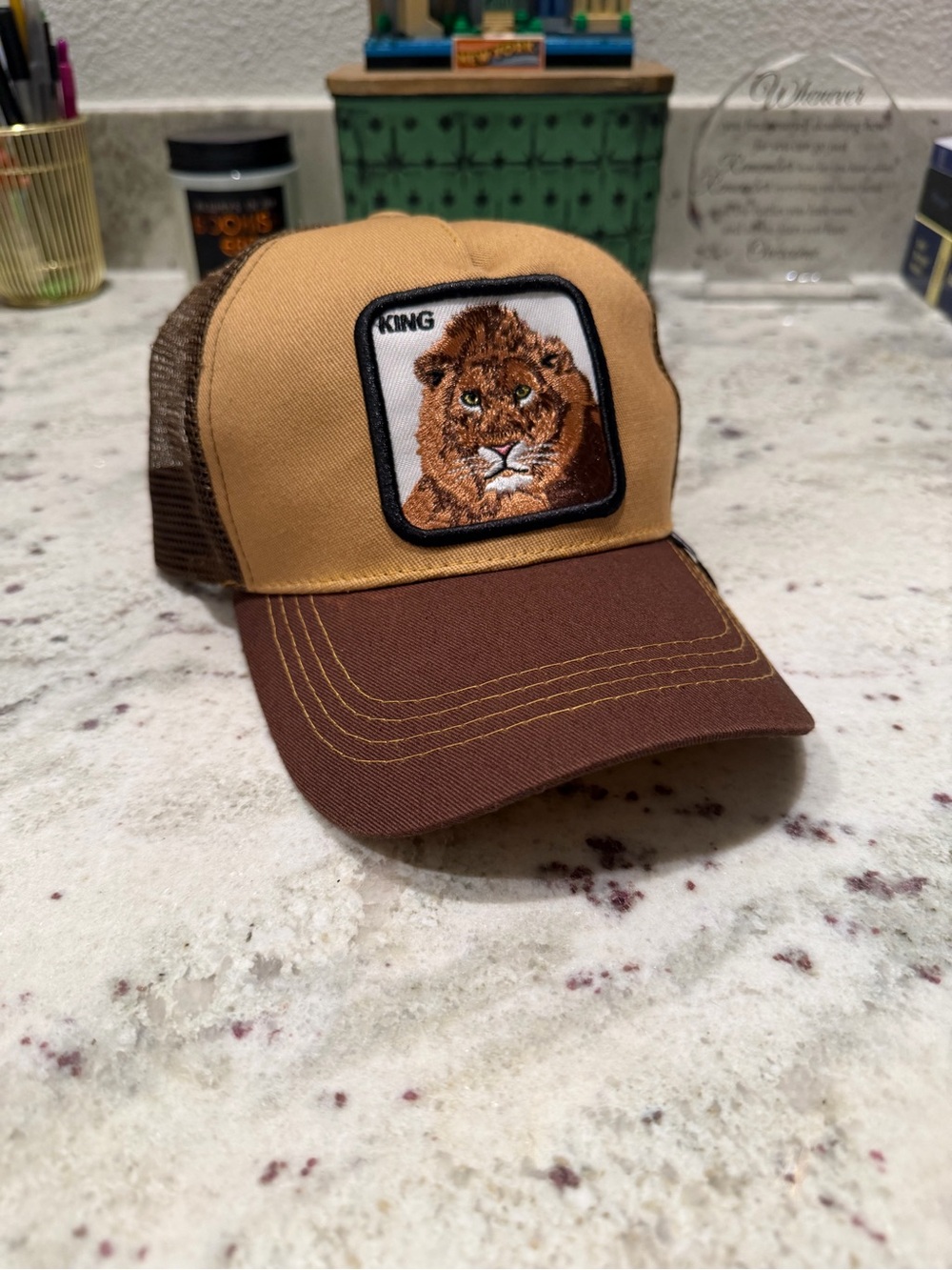 Goorin Bros King Lion Patch Trucker Cap - Brown & Tan